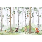 Fototapeta dla dzieci na wymiar las, leśne zwierzęta M133