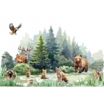 Fototapeta dla dzieci na wymiar, leśne zwierzęta na polanie M139