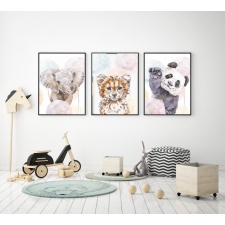 Zestaw 3 plakatów dla dzieci panda, słoń mp013