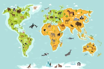  Fototapeta mapa świata zwierzęta 3689