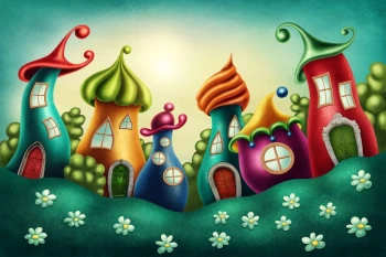  Fototapeta dla dzieci bajkowe domki 59a