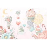  Fototapeta dla dzieci balony, kwiatki, żółw, hipopotam M027