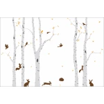  Fototapeta dla dzieci brzozy, las, zwierzątka dwk076