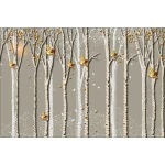  Fototapeta dla dzieci brzozy, las, złote ptaszki dwk086