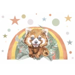 Fototapeta dla dzieci czerwona panda na tle tęczy M078