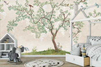  Fototapeta dla dzieci drzewa, las, natura, ptaki dwk323