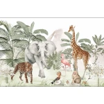  Fototapeta dla dzieci dżungla, flaming, słoń M022