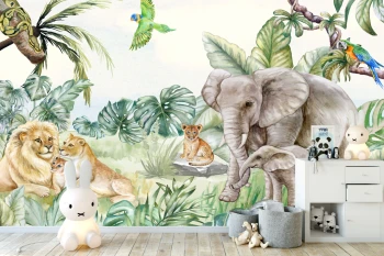  Fototapeta dla dzieci dżungla, safari, Afryka, słoń M038