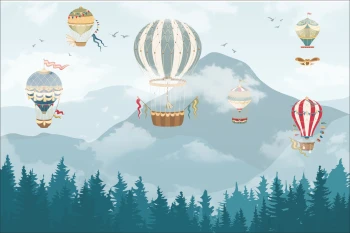  Fototapeta dla dzieci góry, balony , balony nad górami dwk192