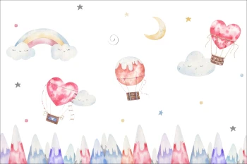  Fototapeta dla dzieci góry, balony , balony nad górami, tęcza dwk194