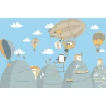  Fototapeta dla dzieci góry, balony, samoloty dwk255