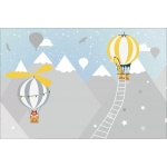 Fototapeta dla dzieci góry, samolot, chmurki , balony, żyrafa  dwk188