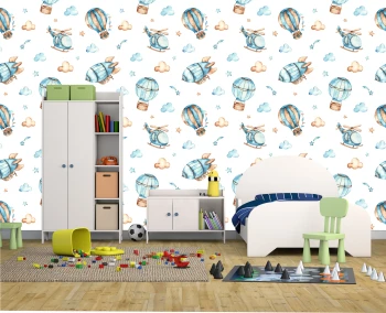  Fototapeta dla dzieci helikoptery i balony MP013