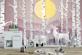  Fototapeta dla dzieci jelenie, las, sarenki, słońce dwk070