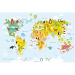 Fototapeta dla dzieci kolorowa mapa świata, kolorowe kontynenty dwk302