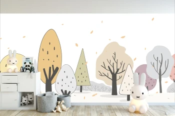  Fototapeta dla dzieci kolorowe drzewa, kolorowy las dwk316