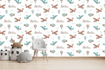  Fototapeta dla dzieci kolorowe samoloty MP009
