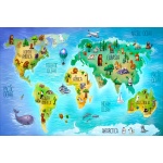 Fototapeta dla dzieci kontynenty, mapa świata dwk306