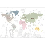  Fototapeta dla dzieci kontynenty, mapa świata dwk309