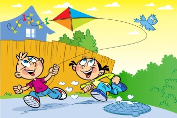  Fototapeta dla dzieci latawiec, wesołe dzieci 21a