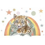  Fototapeta dla dzieci lampart na tle tęczy M079