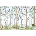  Fototapeta dla dzieci las, drzewa, leśne zwierzęta M017