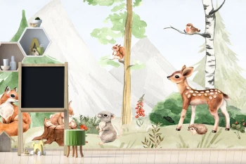  Fototapeta dla dzieci las, drzewa, leśne zwierzęta M031