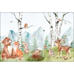  Fototapeta dla dzieci las, drzewa, leśne zwierzęta M032