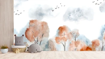  Fototapeta dla dzieci las, drzewa, akwarela dwk313