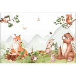  Fototapeta dla dzieci las, miś, sarenka M033