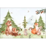  Fototapeta dla dzieci las, miś, sarenka, wiewiórka M034