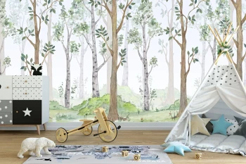  Fototapeta dla dzieci las, drzewa M013