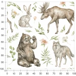  Fototapeta dla dzieci leśne zwierzęta, wilki, łoś, niedźwiedź MP017