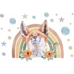  Fototapeta dla dzieci lisek na tle tęczy M073