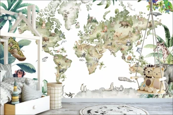  Fototapeta dla dzieci mapa, Afryka, zwierzęta M045