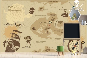  Fototapeta dla dzieci mapa, kontynenty, statki dwk117