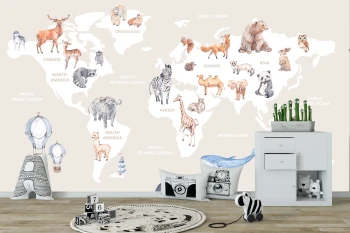  Fototapeta dla dzieci mapa świata M046 