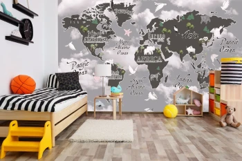  Fototapeta dla dzieci mapa świata dwk300