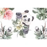  Fototapeta dla dzieci miś panda wśród kwiatów i liści M072
