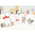  Fototapeta dla dzieci misie, zwierzątka, las, balonik dwk089