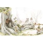  Fototapeta dla dzieci na wymiar zajączki i wiewiórka w magicznym lesie M063