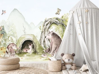  Fototapeta dla dzieci na wymiar sarenka w legowisku z przyjaciółmi M065 