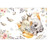  Fototapeta dla dzieci na wymiar ptaszki, żyrafa, hipopotam, lisek dwk065