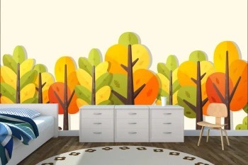  Fototapeta dla dzieci na wymiar kolorowe drzewa, las dwk067