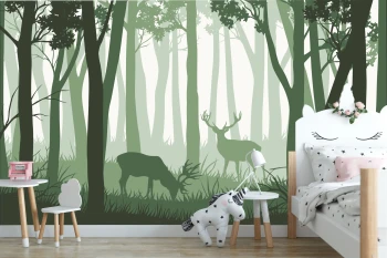  Fototapeta dla dzieci na wymiar rykowisko, las, jelenie dwk068