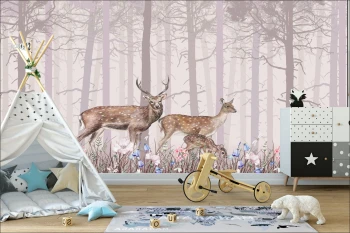  Fototapeta dla dzieci na wymiar drzewa, sarenki, jeleń dwk099
