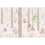  Fototapeta dla dzieci na wymiar sarenki, zajączki, sowy, las, drzewa dwk100