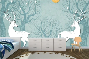  Fototapeta dla dzieci na wymiar jelenie, las, polana dwk101