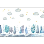  Fototapeta dla dzieci na wymiar chmurki, gwiazdki, drzewa dwk102