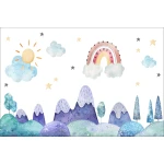  Fototapeta dla dzieci na wymiar tęcza, chmurki, góry dwk103